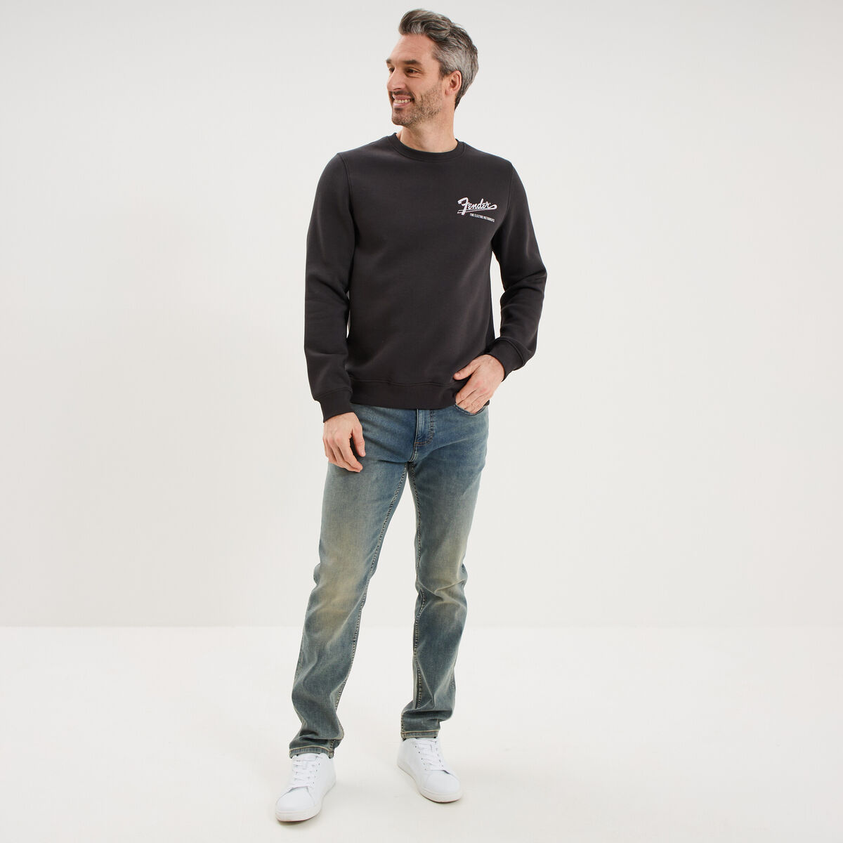 Sweat molleton manches longues Fender noir homme