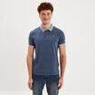 Polo slim manches courtes stretch bleu gris homme