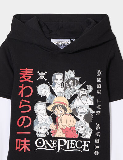 Sweat à capuche hoodie One Piece noir garçon