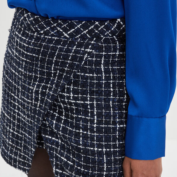 Jupe-short droite bleu foncé femme