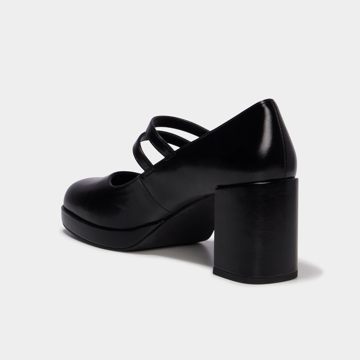 Escarpin &agrave; double bride talon bloc noir femme