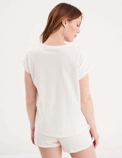 T-shirt manches courtes coton blanc femme