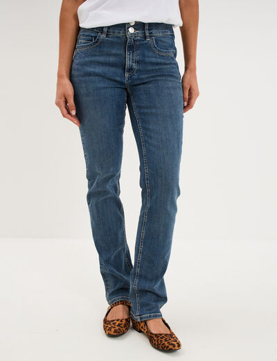 Jean denim droit en coton denim dirty femme