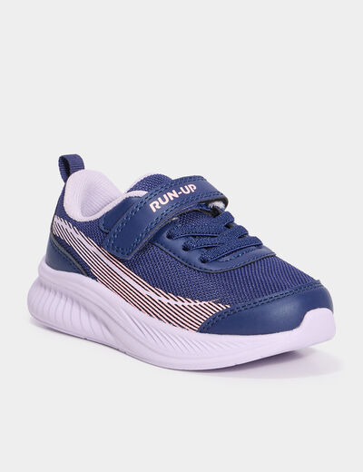 Baskets running à scratchs bleu marine fille