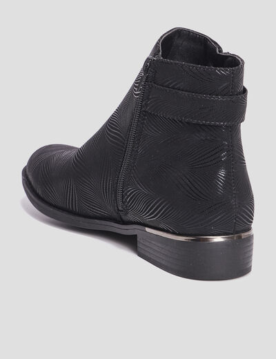 Bottines zippées avec perforations noir femme
