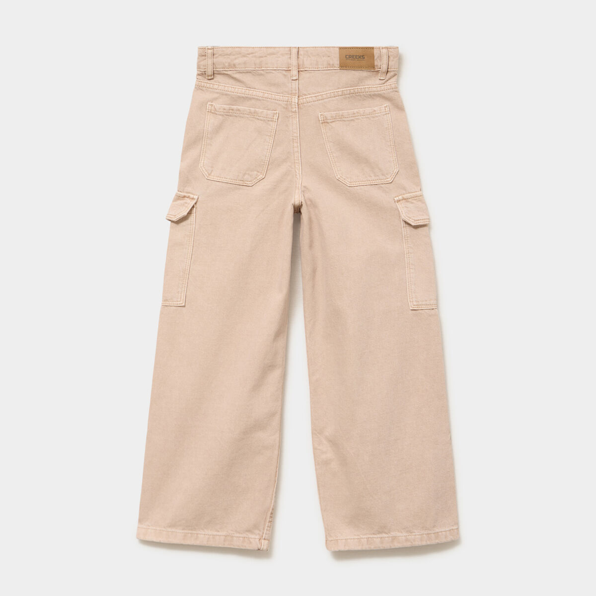 Pantalon large battle poches &agrave; rabat sable fille