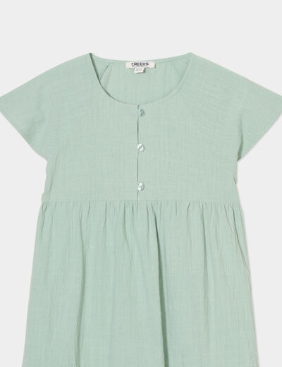 Robe manches courtes coton Creeks vert pastel fille
