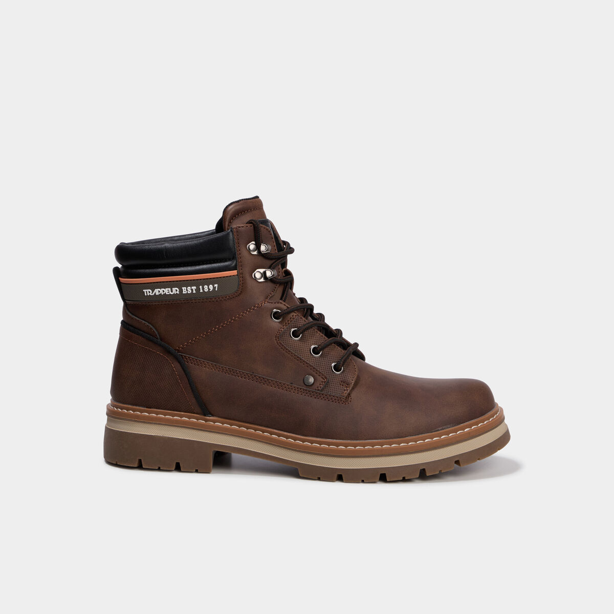 Boots &agrave; lacets avec semelle crant&eacute;e marron homme