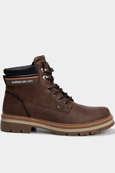 Boots &agrave; lacets avec semelle crant&eacute;e marron homme