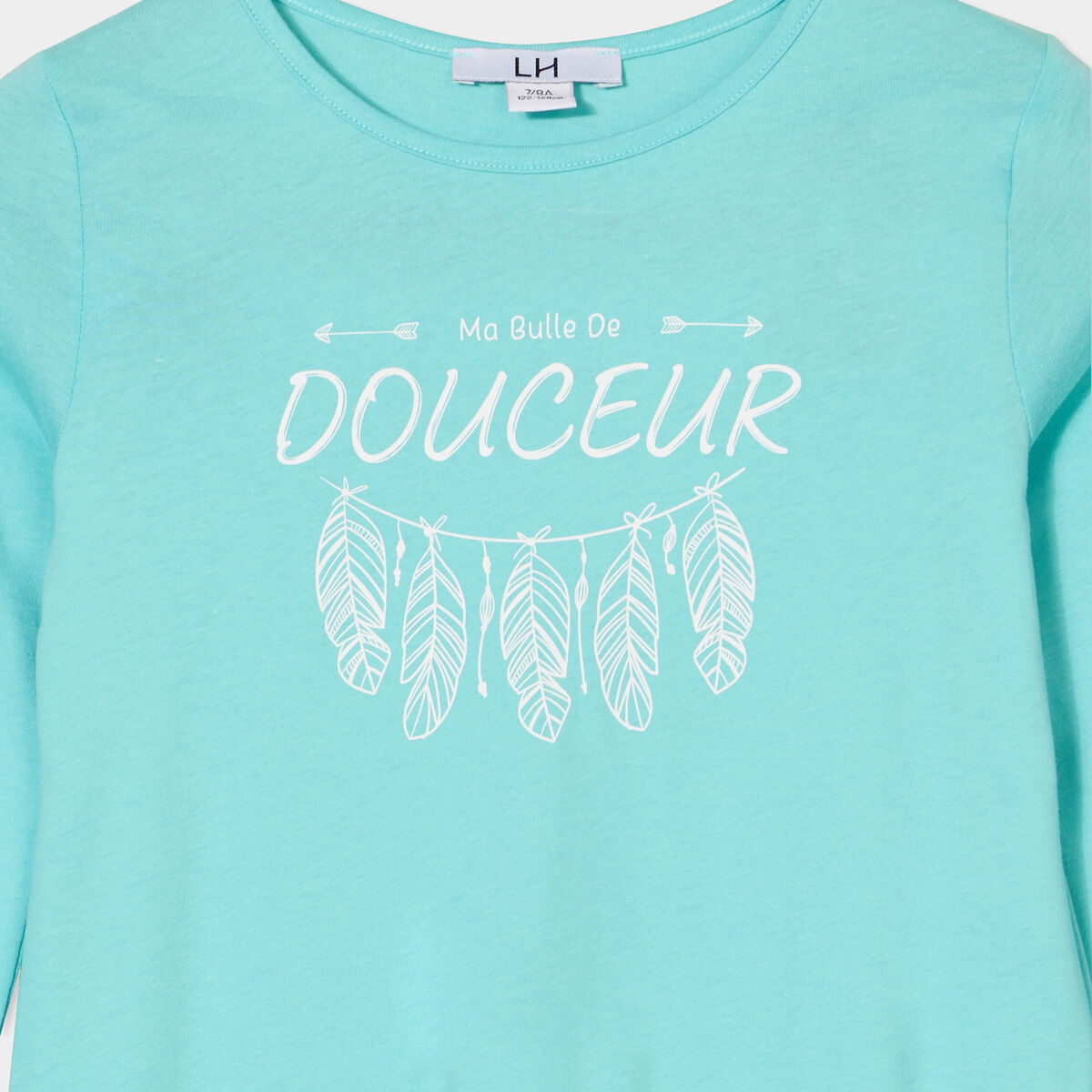Ensemble pyjama pantalon 2 pièces coton bleu clair fille
