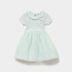 Robe c&ocirc;tel&eacute;e bas en tulle col claudine vert pastel b&eacute;b&eacute; fille