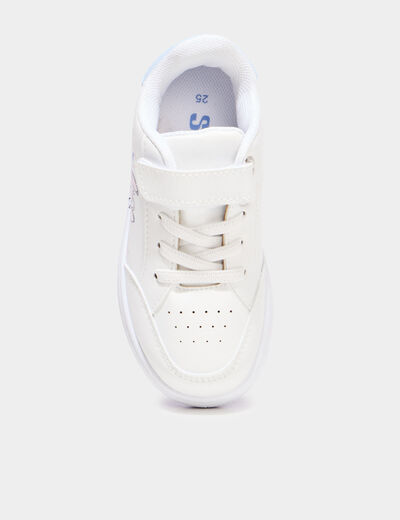 Tennis basses &agrave; scratchs Stitch blanc fille