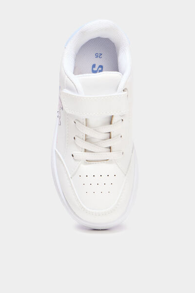 Tennis basses &agrave; scratchs Stitch blanc fille