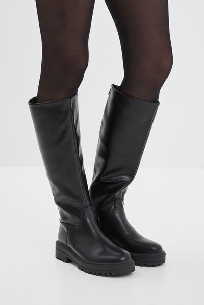 Bottes semelle chunky noir femme
