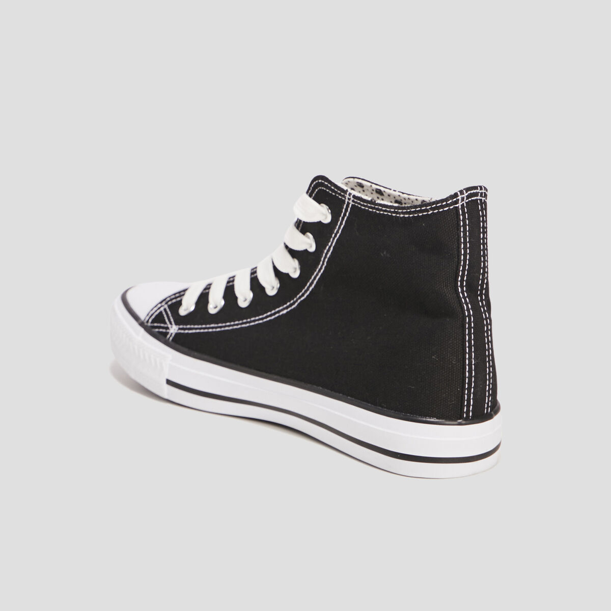 Baskets en toile montantes à lacets noir femme