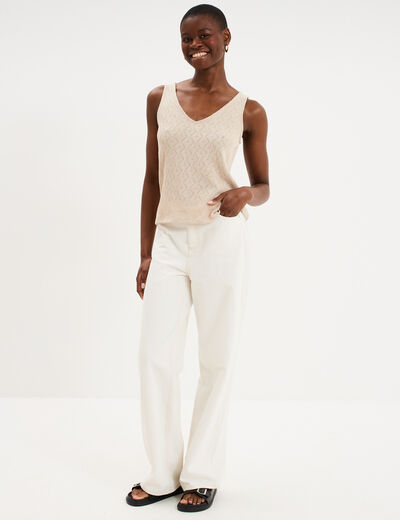 D&eacute;bardeur d&eacute;tails ajour&eacute;s beige femme