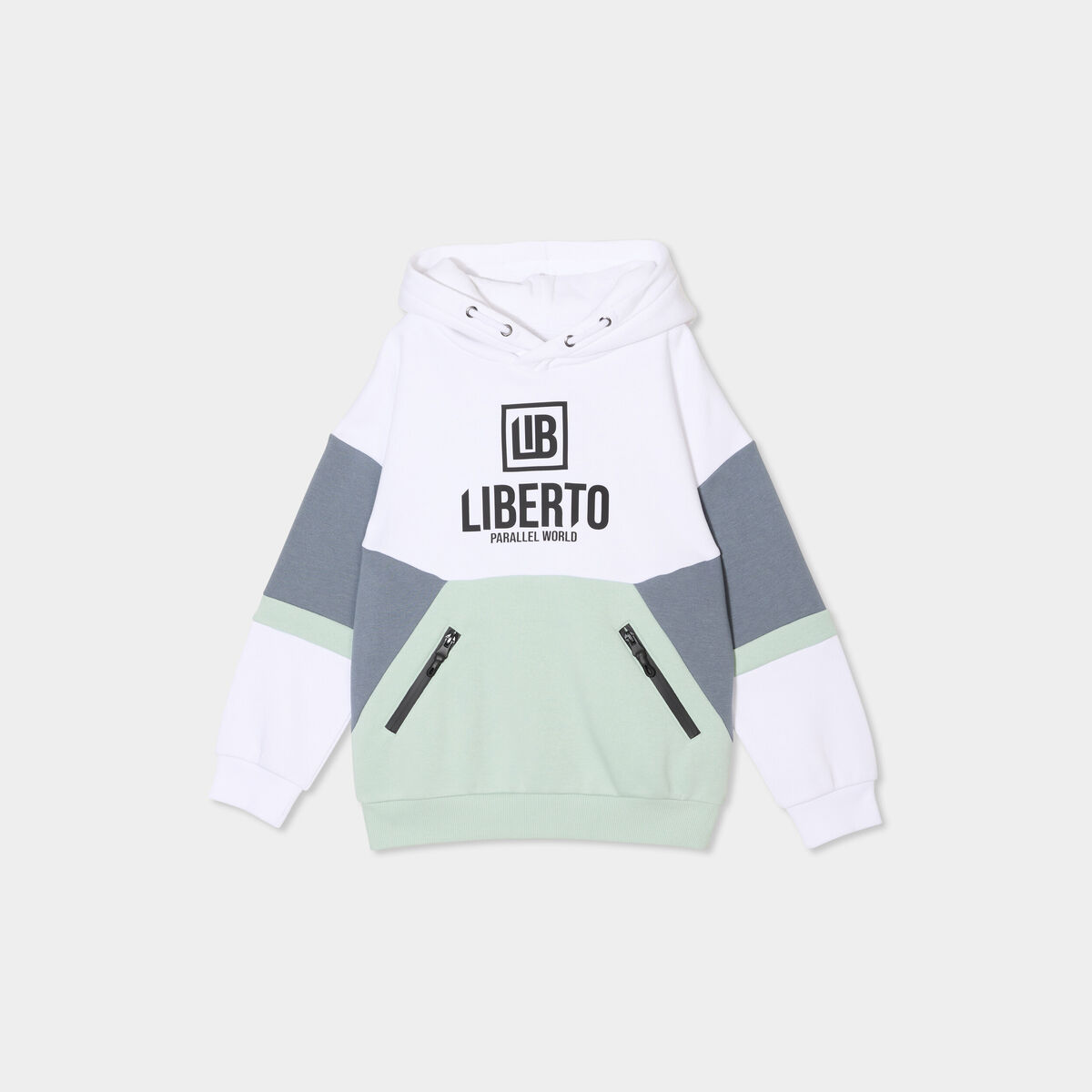 Sweat à capuche hoodie Liberto vert pastel garçon