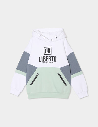 Sweat à capuche hoodie Liberto vert pastel garçon