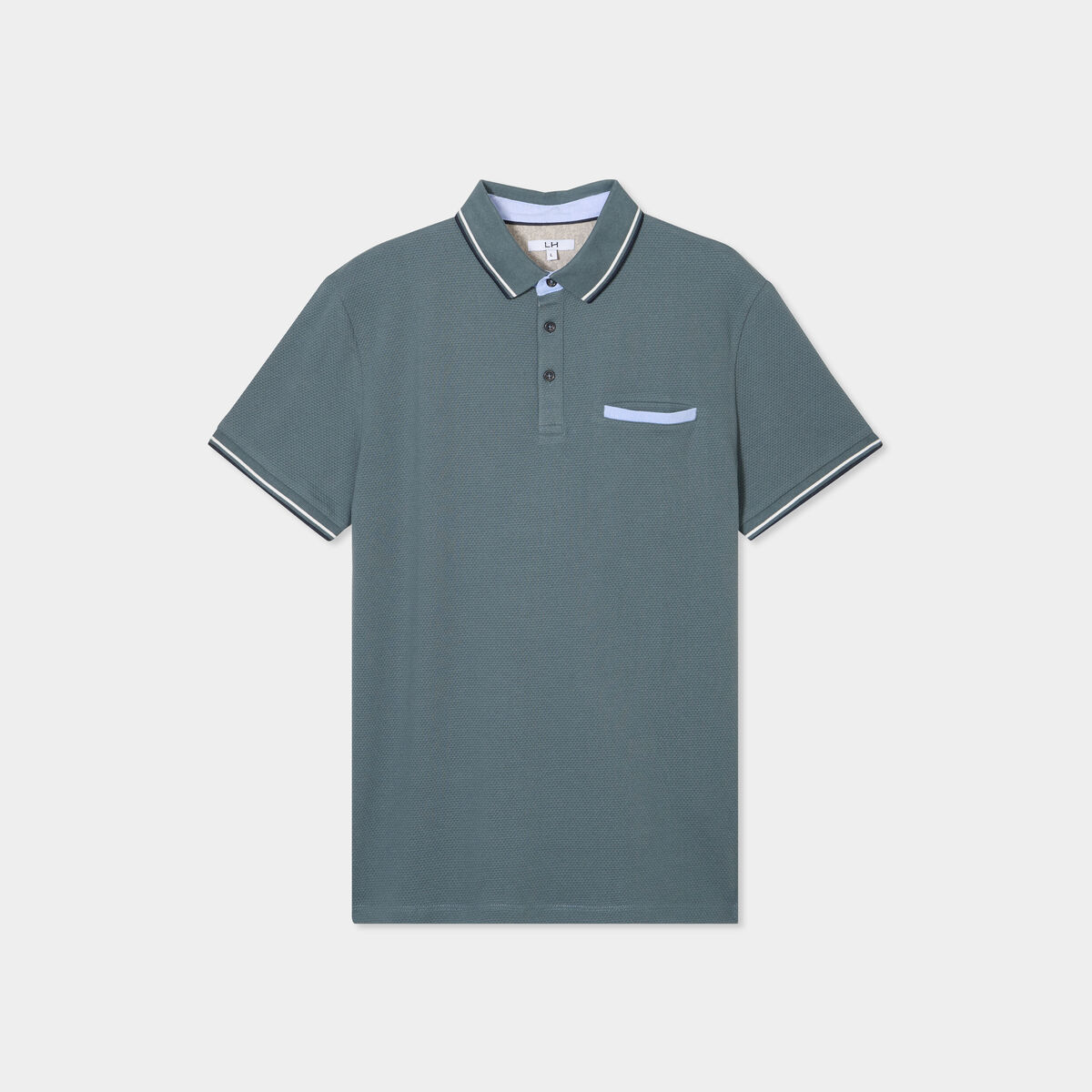 Polo piqu&eacute; manches courtes coton vert fonc&eacute; homme