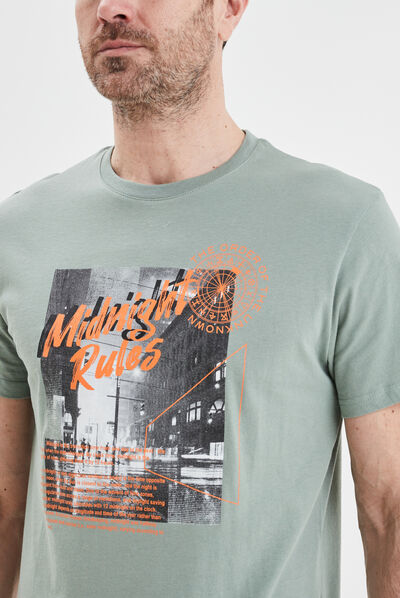 T-shirt droit manches courtes coton vert clair homme