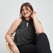 Débardeur de soirée avec ouverture noir femme grande taille