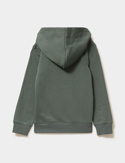 Sweat hoodie sequins r&eacute;versibles vert kaki gar&ccedil;on