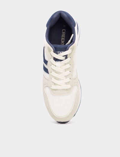 Baskets bi-mati&egrave;re &agrave; lacets Creeks gris clair femme
