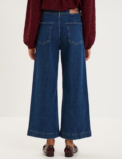 Jean large poches plaqu&eacute;es denim stone femme