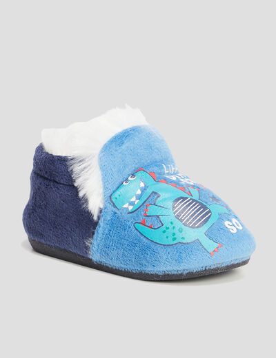 Chaussons fourrés avec motifs bleu bébé garçon