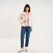 Pull col en V manches longues rose clair femme