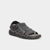 Sandales &agrave; scratchs en cuir noir homme
