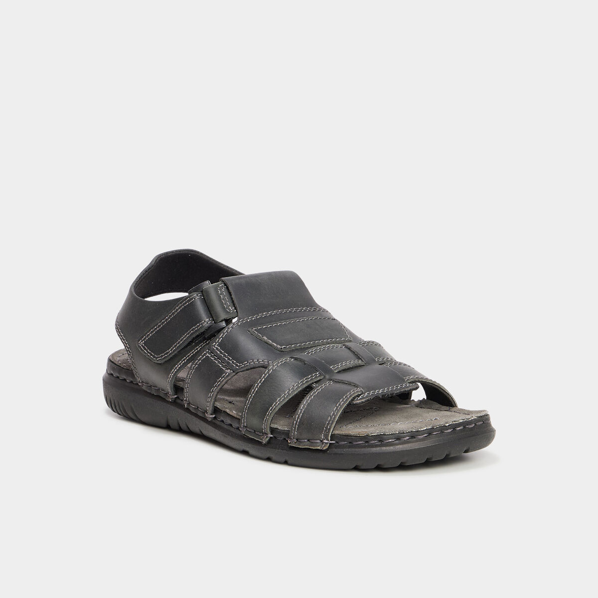 Sandales &agrave; scratchs en cuir noir homme