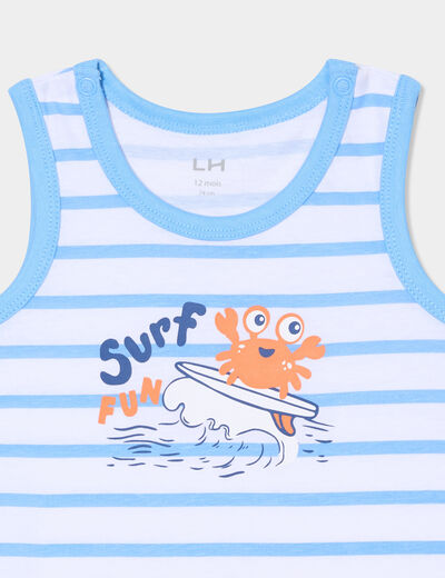 Combinaison de plage coton sans manches blanc bébé garçon