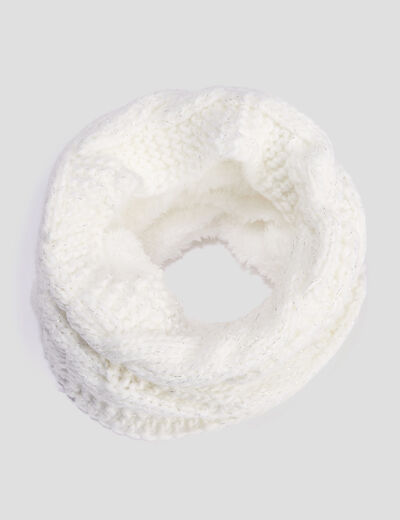 Snood fourré à torsades ivoire fille