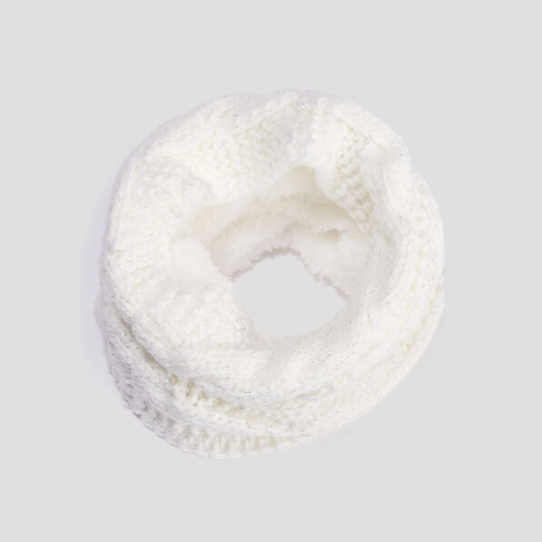 Snood fourré à torsades ivoire fille