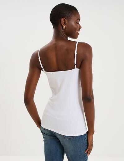 D&eacute;bardeur coton bretelles r&eacute;glables blanc femme