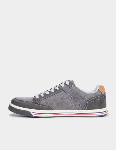 Tennis toile à lacets gris homme