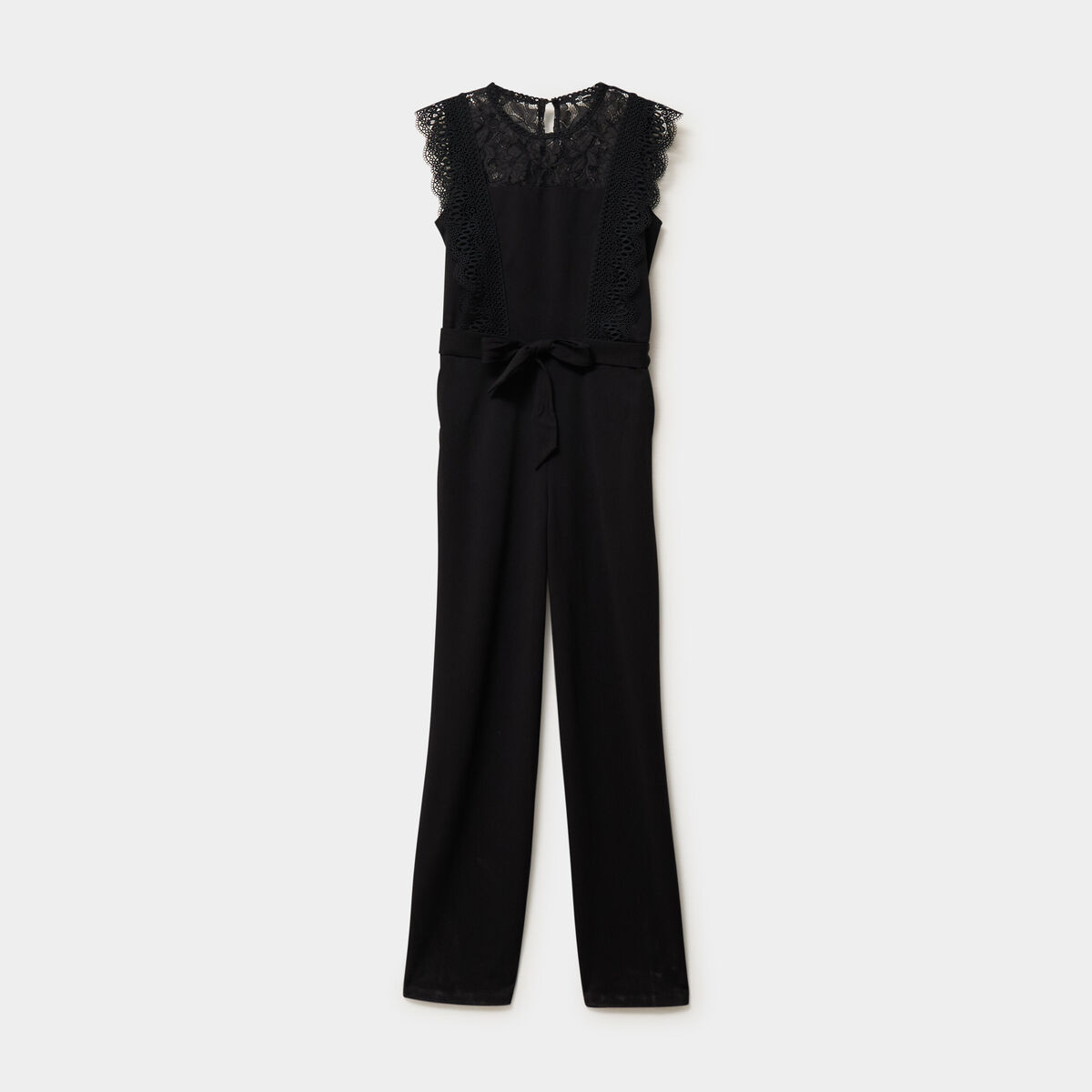 Combinaison pantalon d&eacute;tails dentelle noir femme