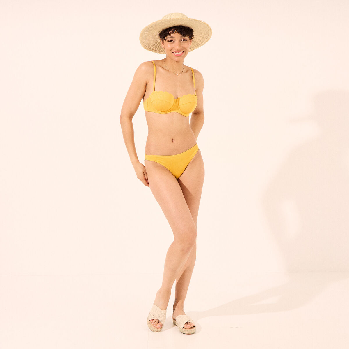 Bas de maillot de bain jaune femme
