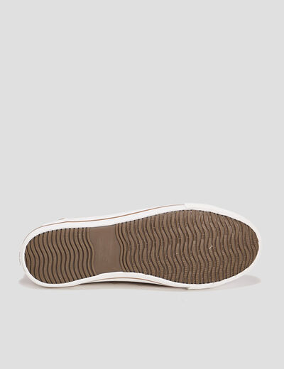 Tennis basses en toile &agrave; lacets sable homme
