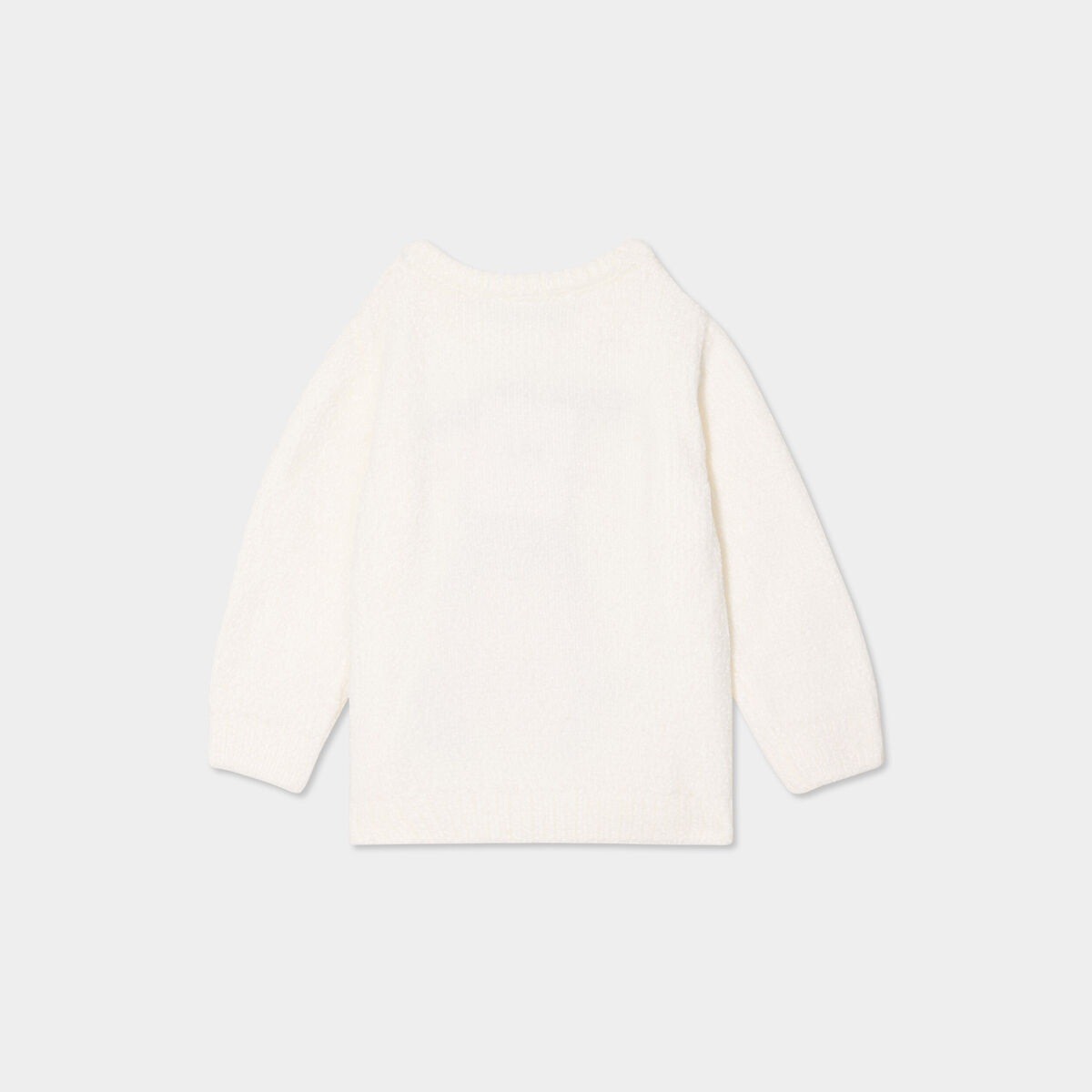 Pull No&euml;l sequins et pompons blanc b&eacute;b&eacute; fille