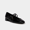 Ballerine femme effet verni double bride noir femme