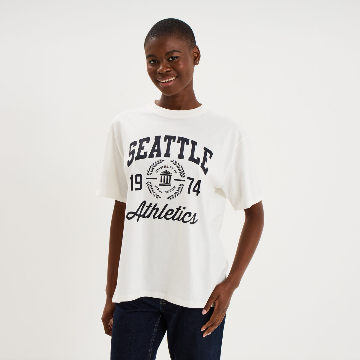 T-shirt oversize manches courtes coton blanc femme