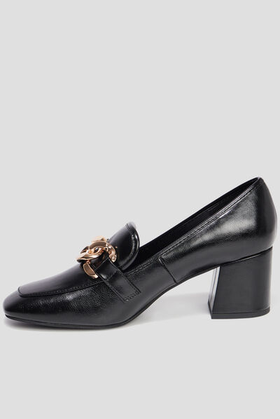 Loafers à talons détails chaînes Liberto noir femme