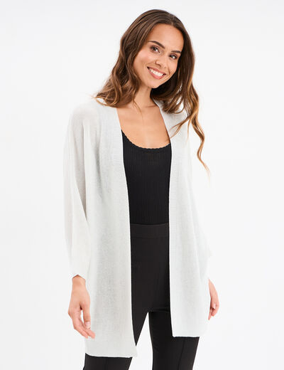 Gilet chauve-souris mi-long gris argent femme
