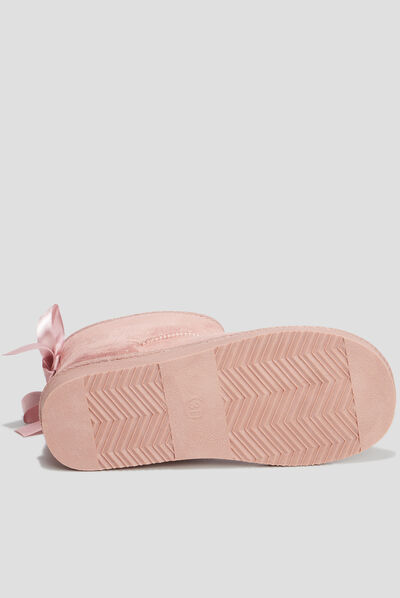 Bottines fourrées avec noeud rose fille