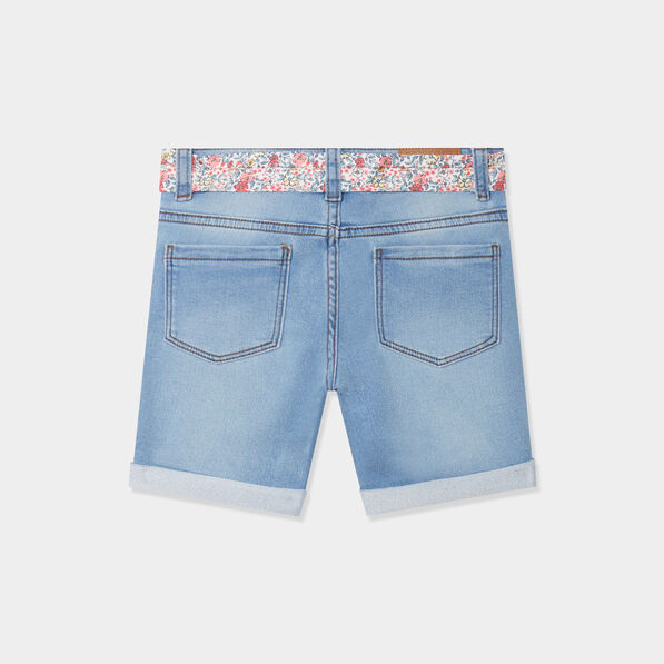 Short avec ceinture à nouer ecru fille