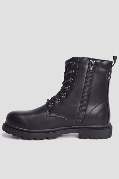 Boots zippées à lacets noir femme