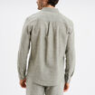 Chemise manches longues lin m&eacute;lang&eacute; vert kaki homme