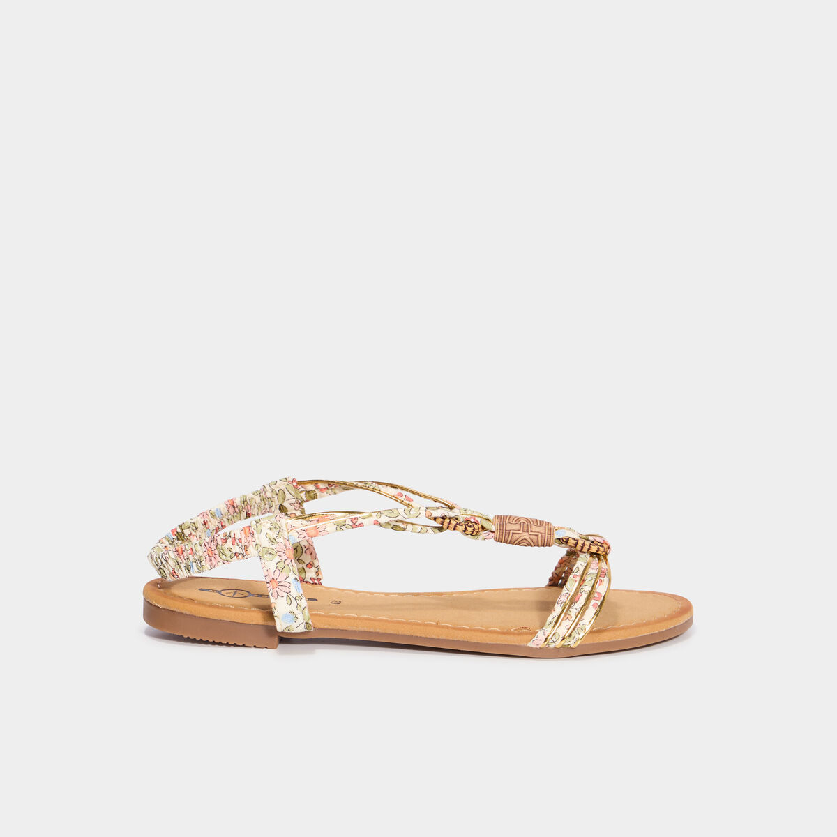 Sandales foulard bout rond &eacute;lastiqu&eacute;es blanc femme